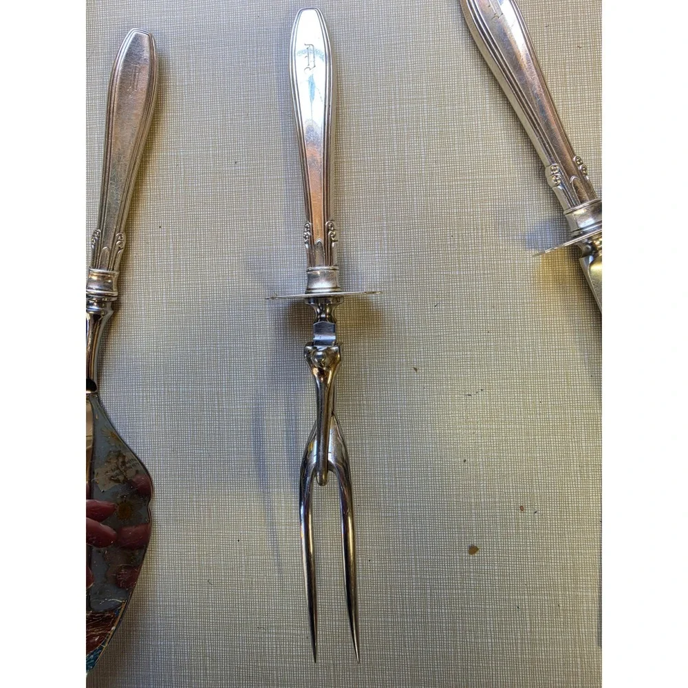 Vintage Schneider-Toledo 5pc Serving Set Silver Plate Monogram D Patented
